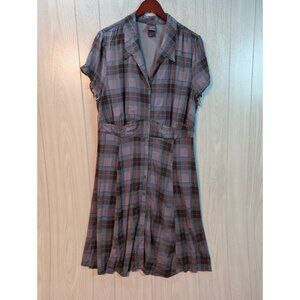Outlander Torrid 1940's Shirt Dress Womens 3X Plaid Short Sleeve Button Front